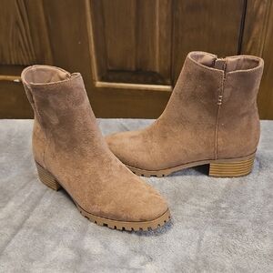 Suede Ankle Boots - Tan